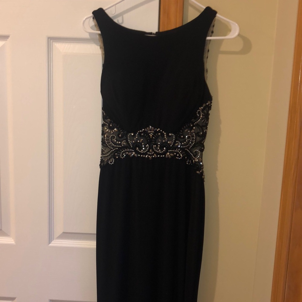 Black Formal Gown with black sequin mesh detail